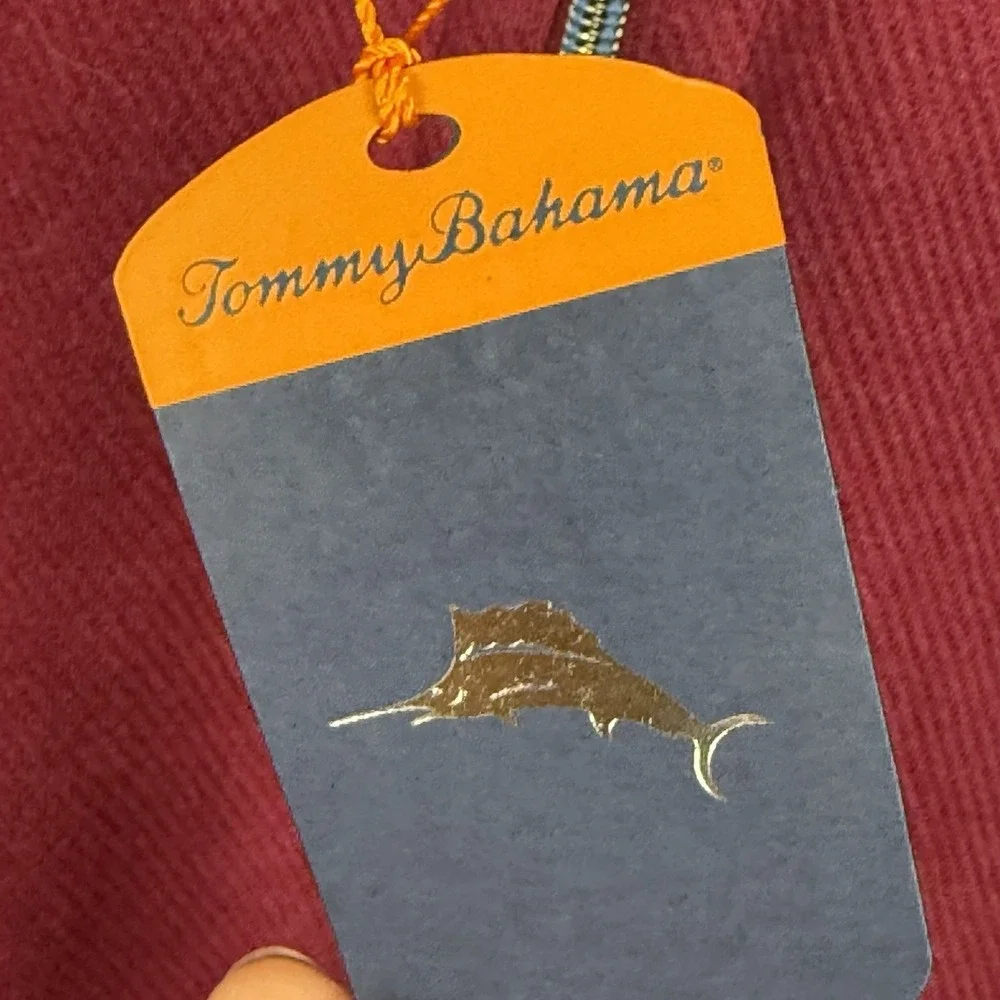 TOMMY BAHAMA Flip Side Twill Half Zip Reversible Pullover‎ Sz M  NEW